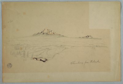 Desenho, Monte Chimborazo, vista de Riobamba, Equador, julho de 1857 de Frederic Edwin Church