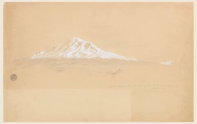 Desenho, Monte Chimborazo da casa de Pablo Bustamante, Riobamba, Equador, 14 de julho de 1857 de Frederic Edwin Church