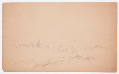 Desenho, "Mount Katahdin from the West" [Olhando para oeste em direção ao Monte Katahdin], agosto de 1852 de Frederic Edwin Church