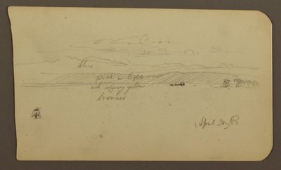 Desenho, Paisagem de montanha, Figura; Verso: Paisagem, 30 de abril de 1885 de Frederic Edwin Church