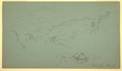 Desenho, Paisagem de montanha, casa, "perto de Jorje", Equador, junho de 1857 de Frederic Edwin Church