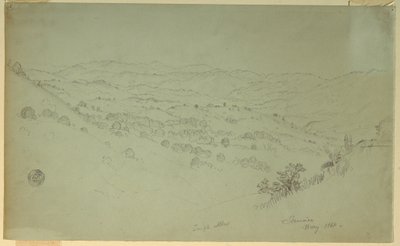 Desenho, Paisagem de montanha, Jamaica, 1865 de Frederic Edwin Church