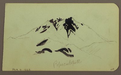 Desenho, Paisagem de montanha, Taluca, Figura; Verso: Popocatapetl, 1883 de Frederic Edwin Church