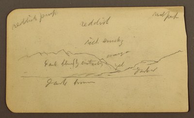 Desenho, Paisagem de montanha; Verso: Inscrições, 1885 de Frederic Edwin Church