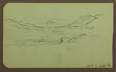 Desenho, Paisagem de montanha; Verso: Paisagem, 1883 de Frederic Edwin Church