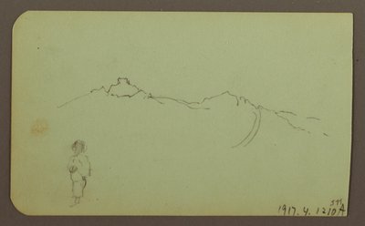 Desenho, Paisagem de montanha; Verso: Cordilheira, Figura, 1883 de Frederic Edwin Church