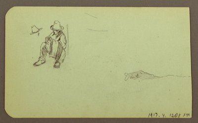 Desenho, Paisagem de montanha; Verso: Figura sentada, montanha, 1883 de Frederic Edwin Church