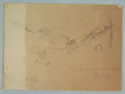 Desenho, Paisagem de montanha perto de Jorje, Equador, 23 de julho de 1857 de Frederic Edwin Church