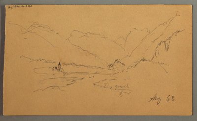 Desenho, Picos de Montanha, 1868 de Frederic Edwin Church