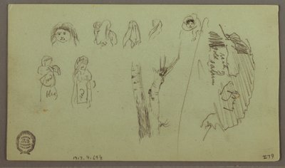 Desenho, Cordilheira, Estudos de figuras, possivelmente em maio de 1868 de Frederic Edwin Church