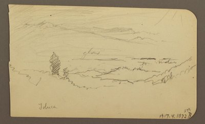 Desenho, Paisagem de montanha, Toluca; Verso: Montanha, Toluca, 20 de abril de 1885 de Frederic Edwin Church