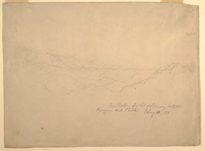 Desenho, Paisagem montanhosa entre Popayan e Pasto, Colômbia, 13 de agosto de 1853 de Frederic Edwin Church