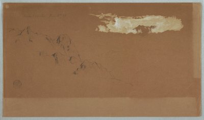 Desenho, Montanhas perto de Mocho, Equador, provavelmente mostrando o Monte Chimoborazo emoldurado por nuvens, 16 de junho de 1857 de Frederic Edwin Church