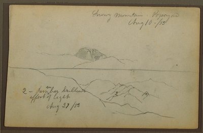 Desenho, Montanhas, Popayan, Colômbia, agosto de 1853 de Frederic Edwin Church