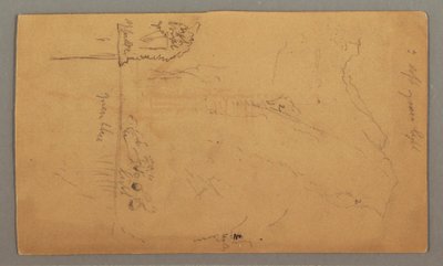 Desenho, Montanhas que se erguem acima do lago, julho, possivelmente 1868 de Frederic Edwin Church