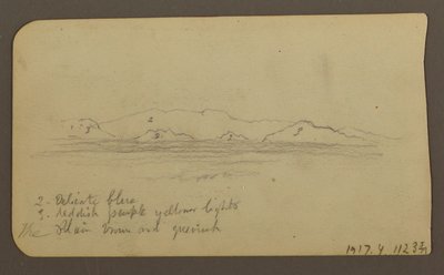 Desenho, Montanhas; Verso: Foothills amp; Cordilheira, 21 de dezembro de 1885 de Frederic Edwin Church