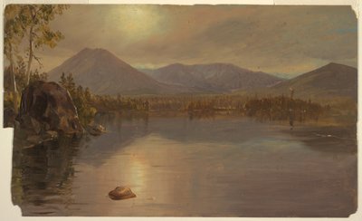 Desenho, montes Katahdin e Turner do lago Katahdin, Maine, 1855-60 de Frederic Edwin Church