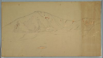Desenho, Monte Katahdin a partir de sudeste; verso: Monte Katadhin, 1876-78 de Frederic Edwin Church