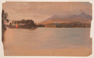 Desenho, Monte Katahdin a partir de Togue Pond, 1878 de Frederic Edwin Church
