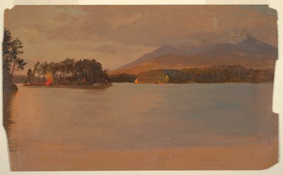Desenho, Monte Katahdin a partir de Togue Pond, 1878 de Frederic Edwin Church