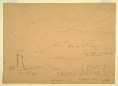 Desenho, Cataratas do Niágara, Terrapin Point, 20 de março de 1856 de Frederic Edwin Church