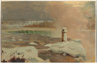 Desenho, Rio Niágara e cataratas na neve, março de 1856 de Frederic Edwin Church