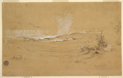 Desenho, Niagara: As Cataratas do Canadá e a Ilha das Cabras, outubro de 1856 de Frederic Edwin Church