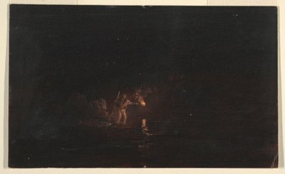 Desenho, Cena de pesca nocturna, 1868-69 de Frederic Edwin Church