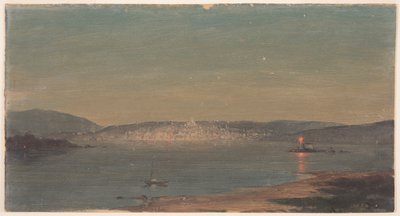 Desenho, Vista nocturna de um porto marítimo, provavelmente 1868-69 de Frederic Edwin Church