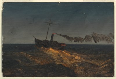 Desenho, Navio a vapor com pás ao anoitecer, ca. 1853 de Frederic Edwin Church
