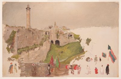 Desenho, Cortejo de entrada na cidade, Jaffa, início de março de 1868 de Frederic Edwin Church