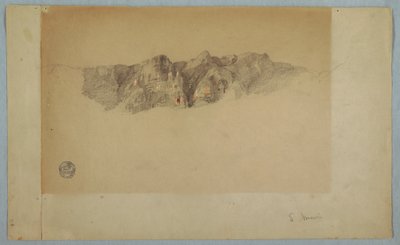 Desenho, Parte de uma Cordilheira Riftada, Provavelmente Equador ou Colômbia, 1853 ou 1857 de Frederic Edwin Church