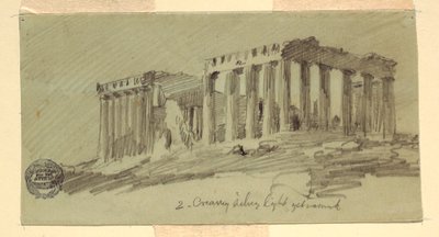 Desenho, Partenon, Atenas a partir do sudeste, abril de 1869 de Frederic Edwin Church