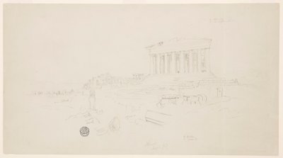 Desenho, Partenon e Erectheion, Atenas, abril de 1869 de Frederic Edwin Church
