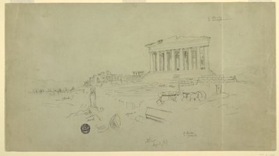 Desenho, Partenon e Erectheion, Atenas, abril de 1869 de Frederic Edwin Church