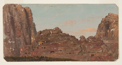 Desenho, Petra, câmaras rochosas de Khirbet en-Nasara, fevereiro de 1868 de Frederic Edwin Church