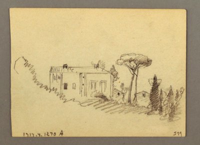 Desenho, Pilazzo sobre a água, possivelmente 1868-69 de Frederic Edwin Church