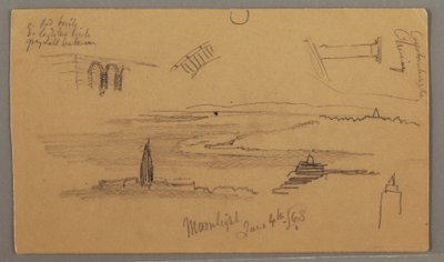 Desenho, Planícies, Estudos de Arquitetura, 4 de junho de 1868 de Frederic Edwin Church