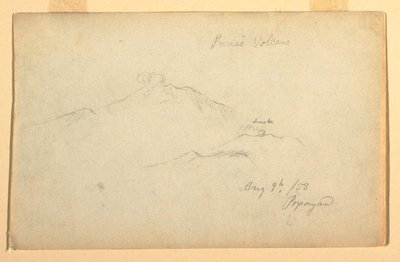 Desenho, Vulcão Purese visto de Popayan, Colômbia, 9 de agosto de 1853 de Frederic Edwin Church