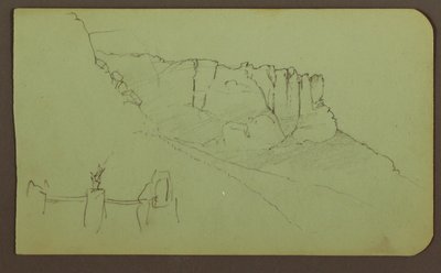 Desenho, Parede de Rocha, Pilastra; Verso: Paisagem de Montanha, Figuras, 1883 de Frederic Edwin Church