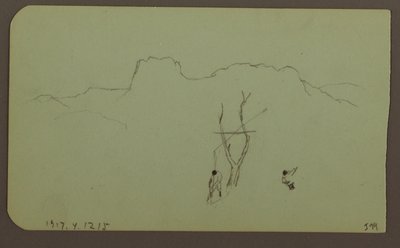 Desenho, Parede de Rocha, Pilastra; Verso: Paisagem de Montanha, Figuras, 1883 de Frederic Edwin Church