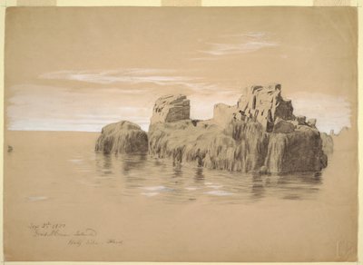 Desenho, Rochas na costa, Ilha Grand Manan, Canadá, 2 de setembro de 1851 de Frederic Edwin Church