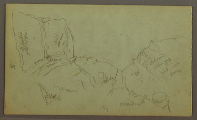 Desenho, Topos das Montanhas Rochosas, possivelmente 1868 de Frederic Edwin Church