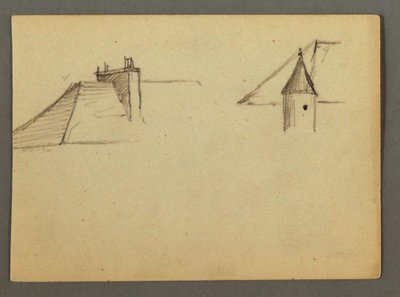Desenho, Telhado com chaminé, torreão, possivelmente 1868 de Frederic Edwin Church