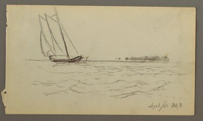 Desenho, Barco à vela sobre as ondas, 1860 de Frederic Edwin Church