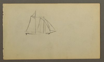 Desenho, Barco à vela a navegar nas ondas, possivelmente 1860 de Frederic Edwin Church