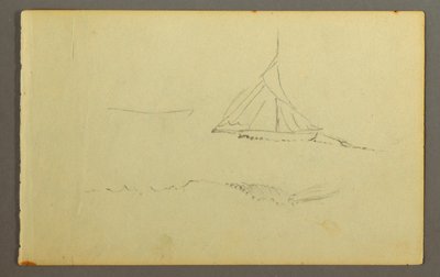 Desenho, Barco à vela visto de bombordo, 1845 de Frederic Edwin Church