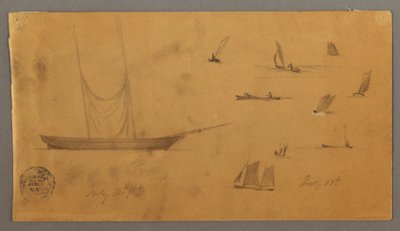 Desenho, Estudos de barcos à vela, 12-13 de julho de 1859 de Frederic Edwin Church