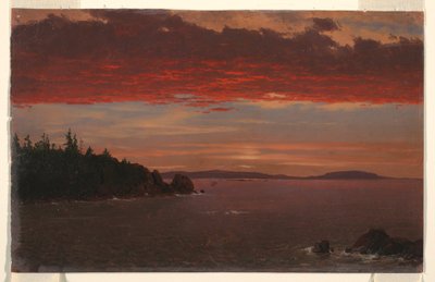 Desenho, Península de Schoodic a partir de Mount Desert ao nascer do sol, 1850-55 de Frederic Edwin Church