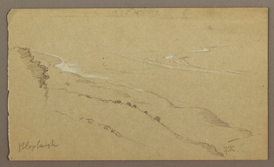 Desenho, Costa e Mar, "Bloxburgh", agosto de 1865 de Frederic Edwin Church